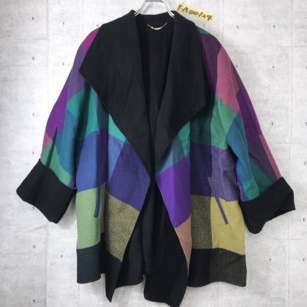 FUJII’ レディース ウール カラフル チェック ジャケット F パープルグリーン他拍卖