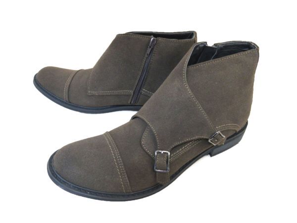 1円~L876新品Conlar Eveダブルモンクストラップ/サイドジップアップチャッカーブーツS⇒25㌢BR♂拍卖