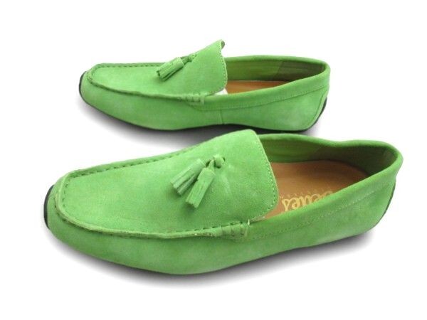 1円~L829新品Dedes本革タッセル/ドライビングスリッポン26㌢GREEN♂拍卖