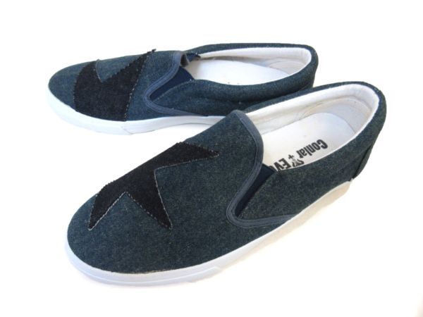 1円~L869新品Conlar Eveローカット/スリッポンスニーカーS⇒25㌢黒♂拍卖