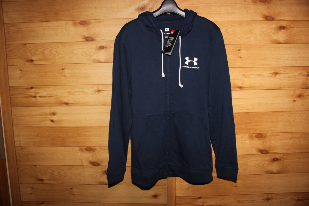 未使用 XL 紺 アンダーアーマー スポーツスタイル テリー フルジップ フーディー コットンパーカー 1345776 送料無料拍卖