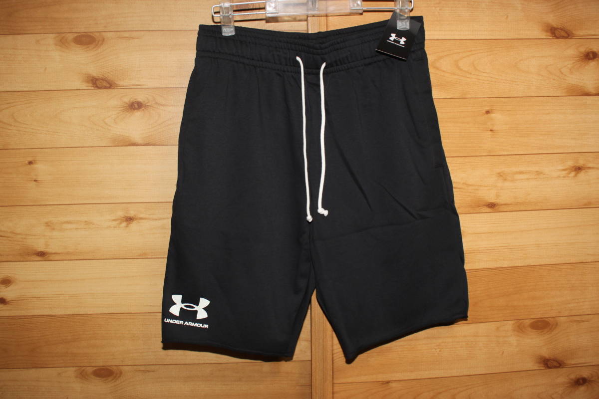 未使用アンダーアーマー メンズXXL 黒 スウェットハーフパンツ UAライバルテリー ショーツ 1361631 送料無料拍卖