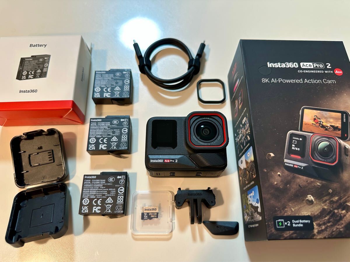 Insta360 Ace Pro 2 アクションカメラ(デュアルバッテリーキット)+「Ace Pro 2」用バッテリー+256GBメモリーカード【美品】拍卖