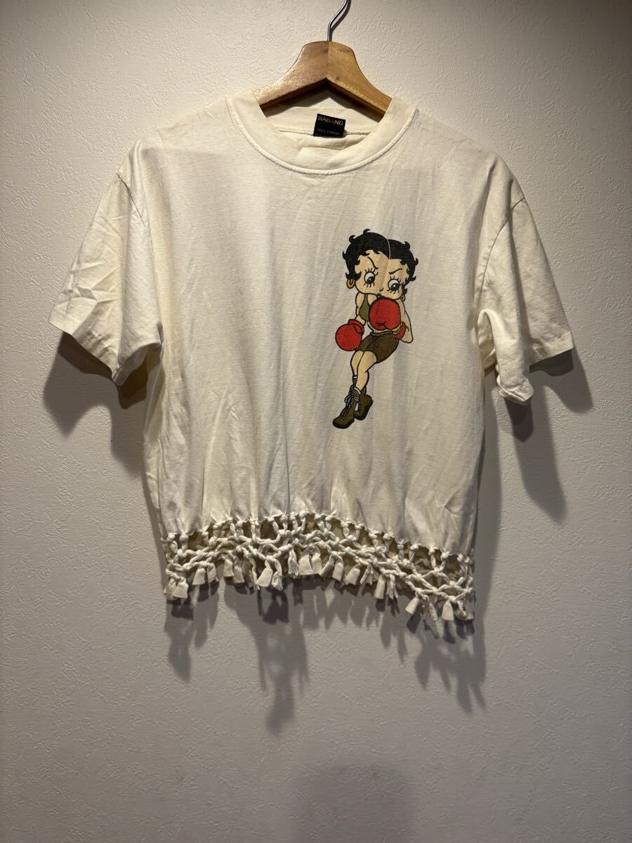 90’s BABANG Betty Boop編み上げ短丈リメイク半袖Tシャツ拍卖