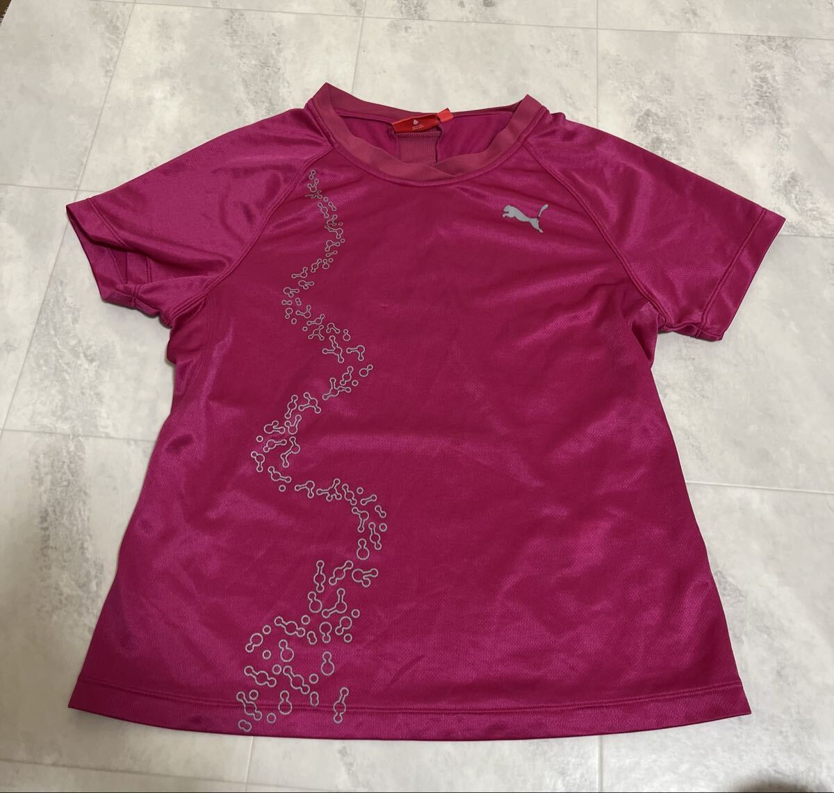 PUMA プーマ 半袖Tシャツ ピンク 柄 レディース Lサイズ スポーツ Tシャツ拍卖
