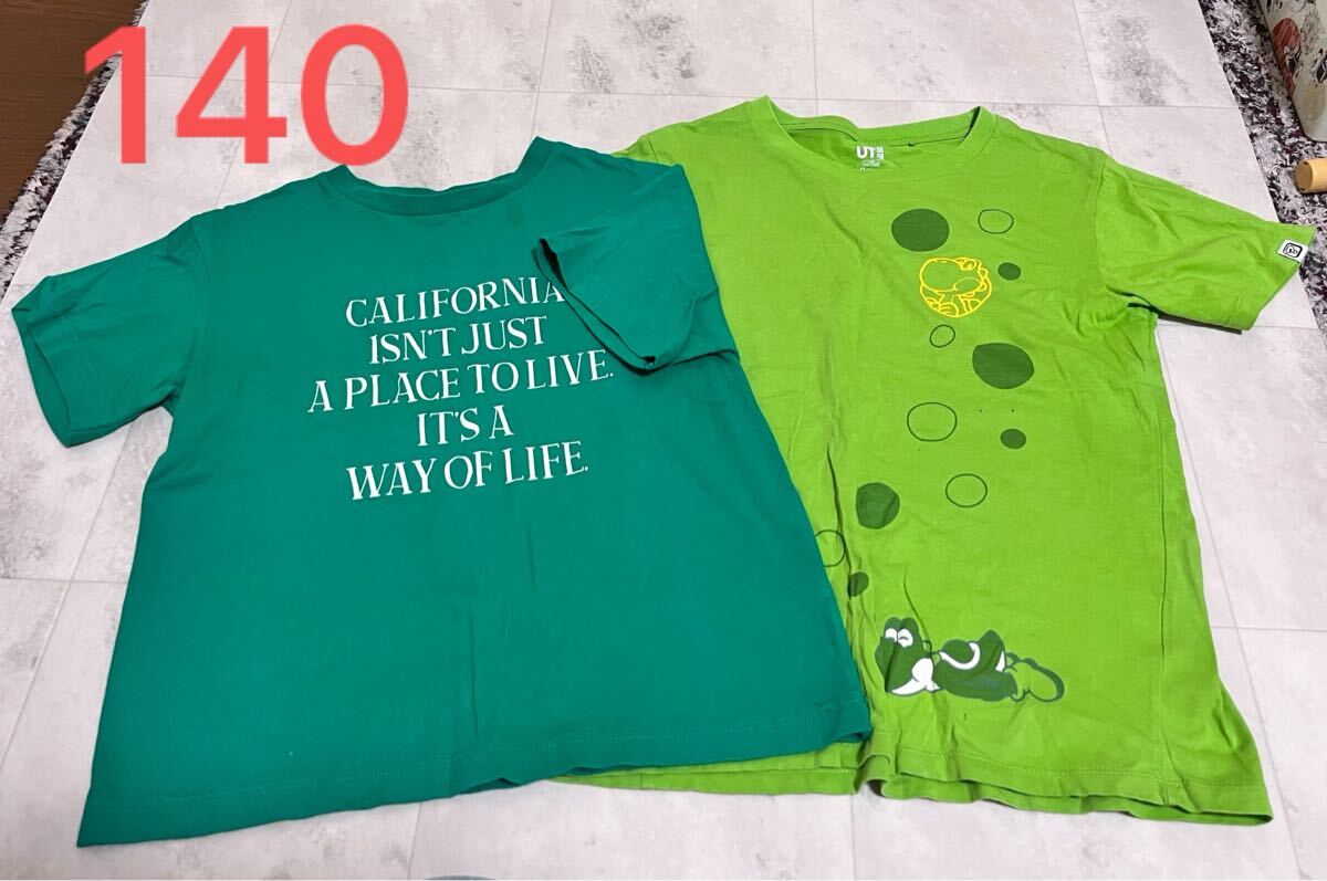 UNIQLO グリーン系 Tシャツ 2枚セット ヨッシー マリオ 半袖Tシャツ拍卖
