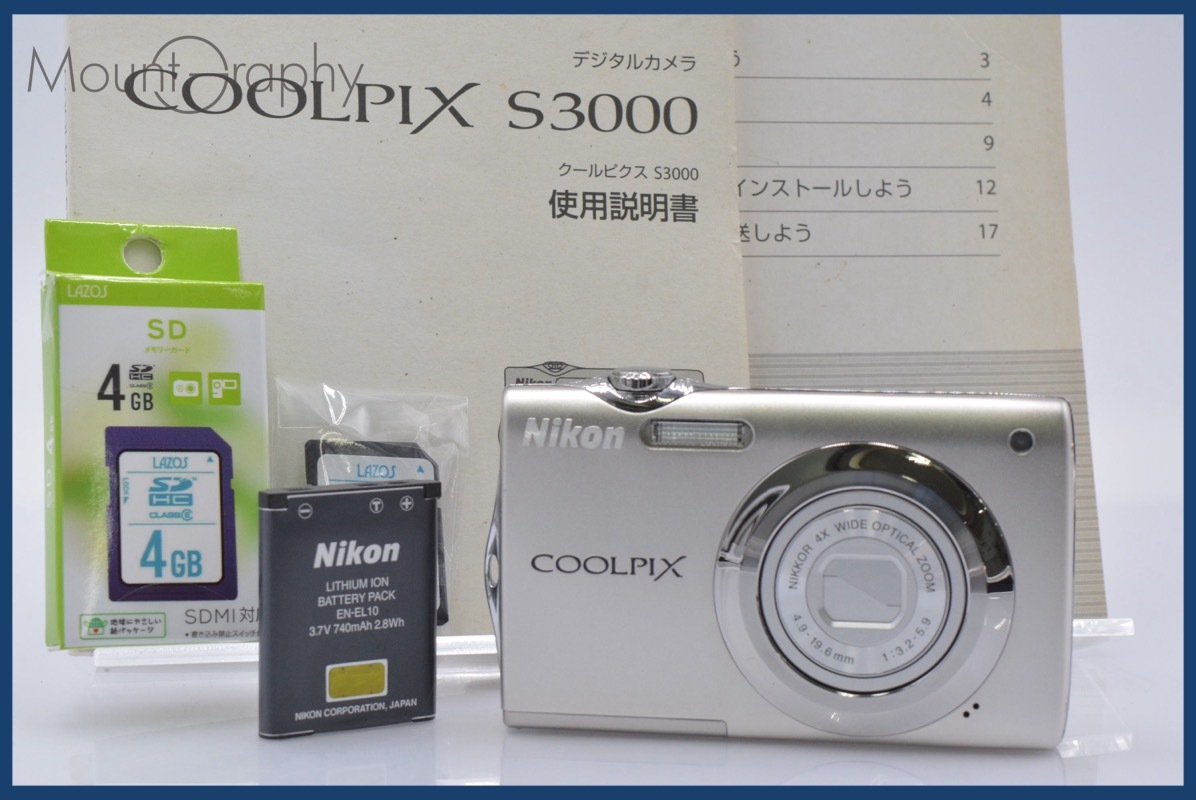 ★極上美品★ ニコン Nikon COOLPIX S3000 4x バッテリー、メモリーカード、取扱説明書付属 ★完動★同梱可 #R199拍卖