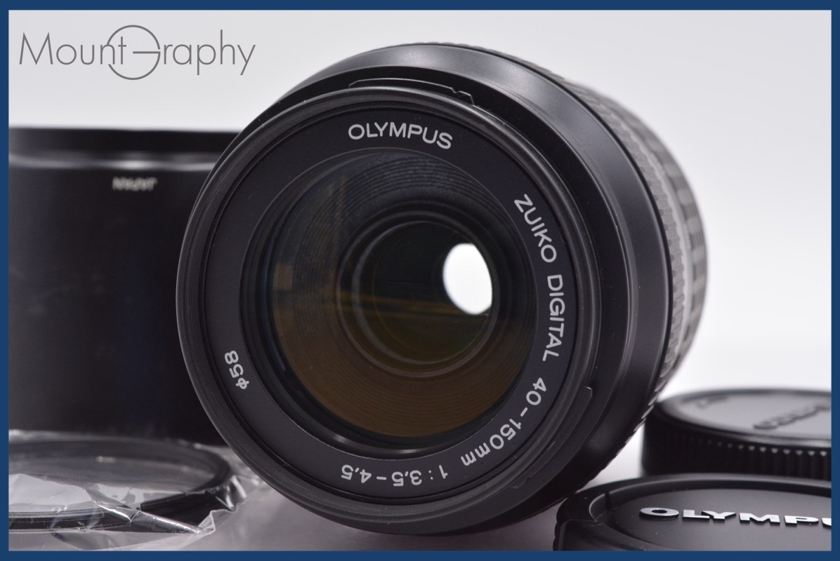 ★極上美品★ オリンパス OLYMPUS ZUIKO DIGITAL 40-150mm F3.5-4.5 前後キャップ&レンズフィルター、レンズフード付 ★完動★ #am385拍卖