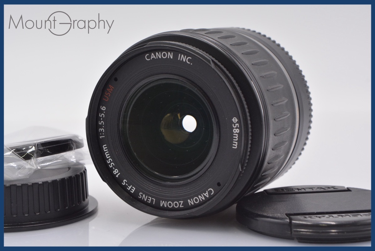 ★極上美品★ キヤノン Canon EF-S 18-55mm F3.5-5.6 USM 前後キャップ&レンズフィルター付 ★完動★同梱可 #am130拍卖