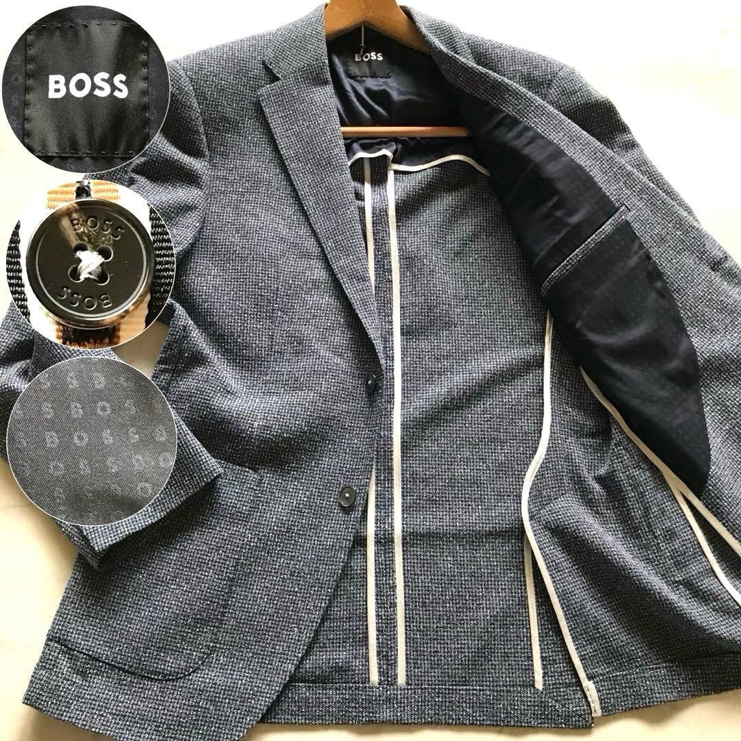 未使用保管/Lサイズ/定価10万●ヒューゴボス HUGO BOSS テーラードジャケット ツイード 裏地総柄 シェルボタン 現行モデル 秋冬 大谷翔平拍卖