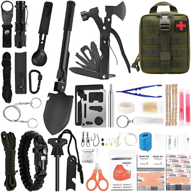 人気品未使用ツールセット サバイバルキット アウトドア 登山 キャンプ用品 防災避難対策 コンパクト 軽量拍卖