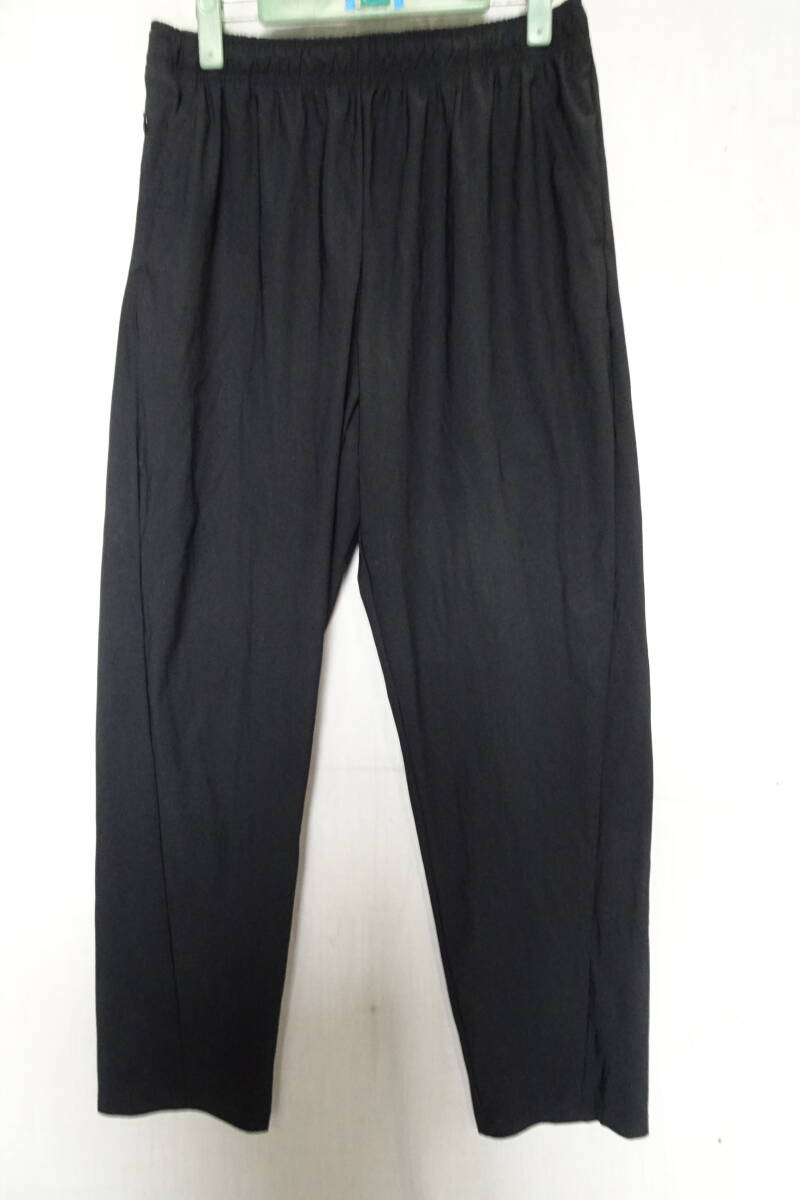 ナイロン混長パンツ/ストレッチ性素材/テーパードシルエット/くるぶし丈/右サイドファスナーポケット/黒/ブラック/Lサイズ(10/3R7)拍卖