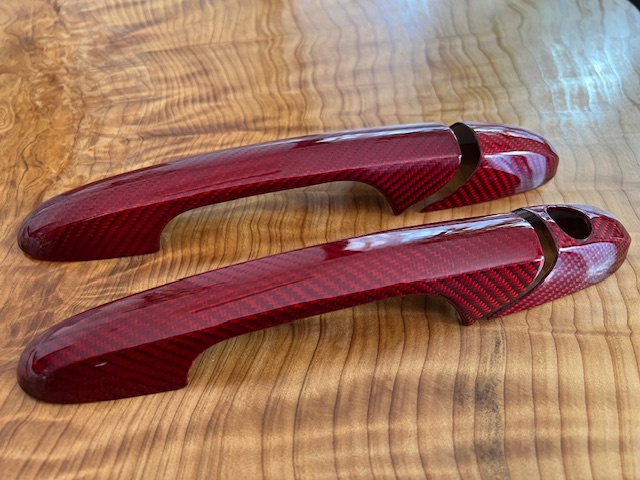 アバルト ドアハンドルカバー リアルカーボン レッド シリーズ 3, 4, 5 拍卖