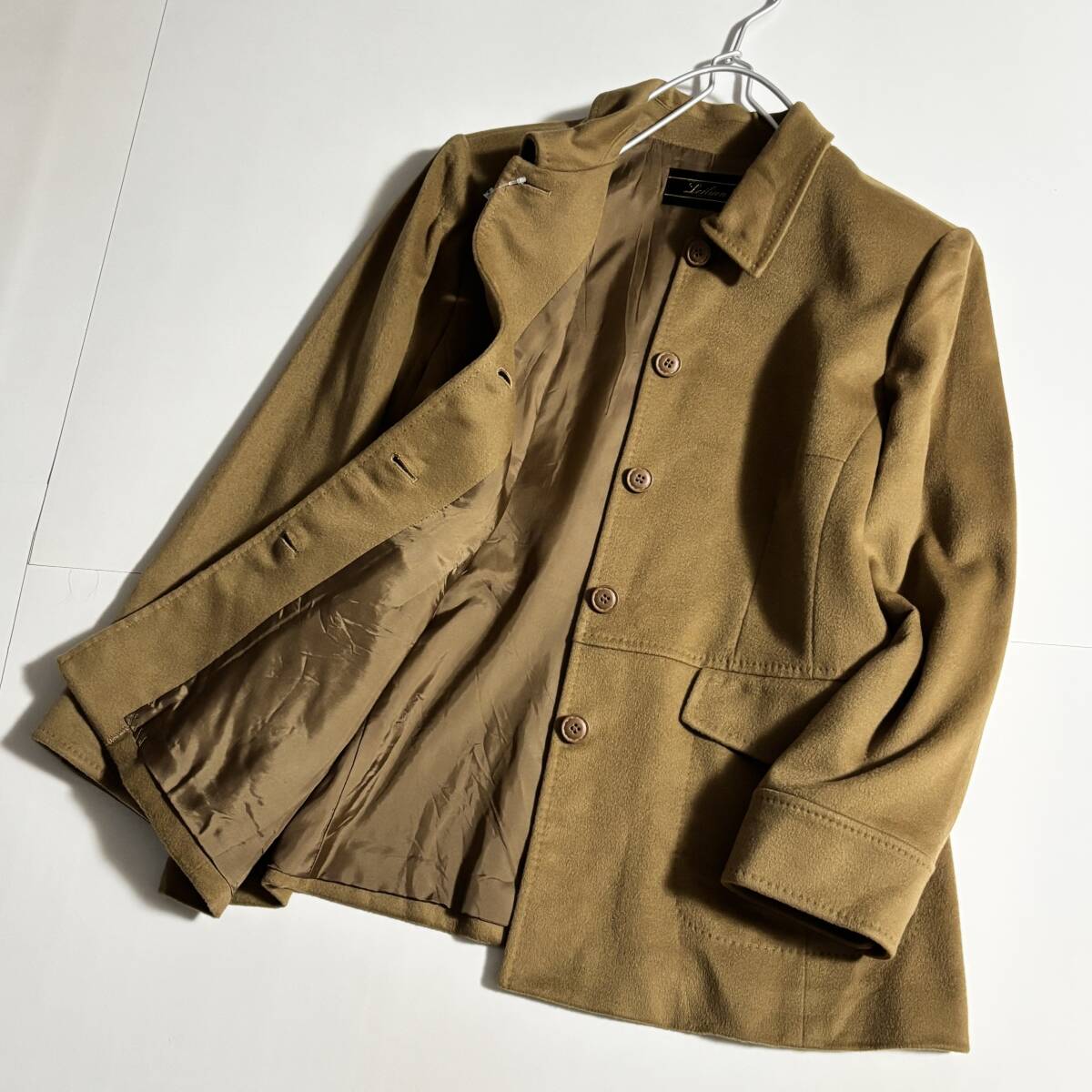 leilian レリアン COLOMBO 大きいサイズ15+ // カシミヤ100 キャメル ハーフコート ⑥拍卖