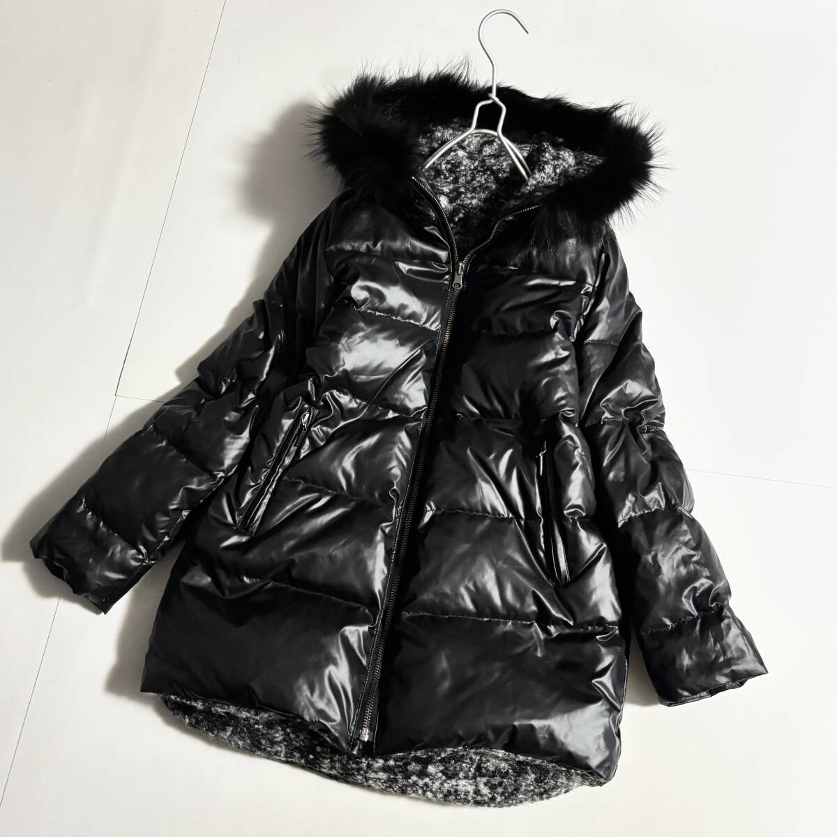 三陽商会 LE JOUR サイズ38 // ラクーンファー リバーシブル ダウンコート *80拍卖