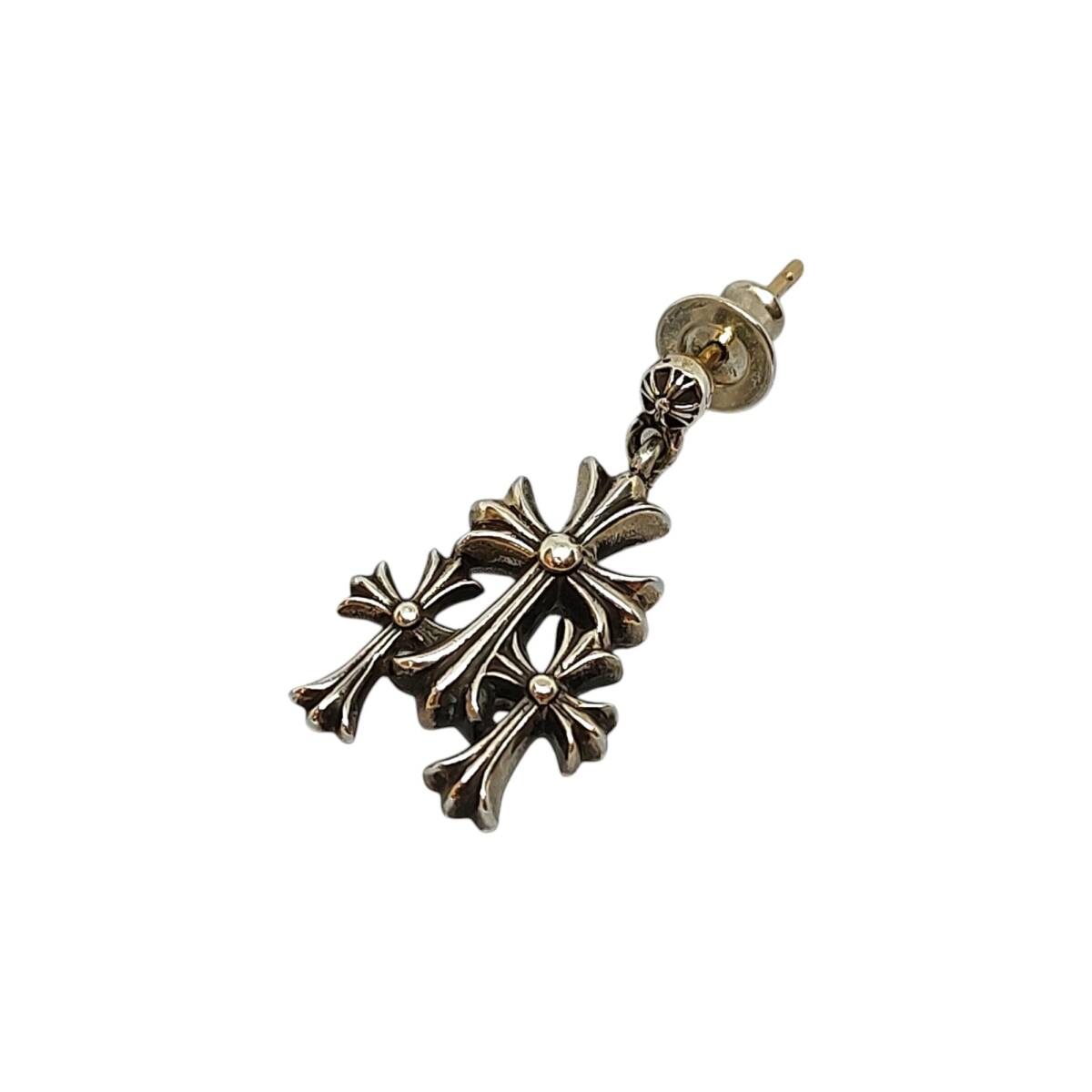 Chrome Hearts クロムハーツ 3 CH CROSS DROP トリプル CHクロス ドロップ ピアス F シルバー拍卖