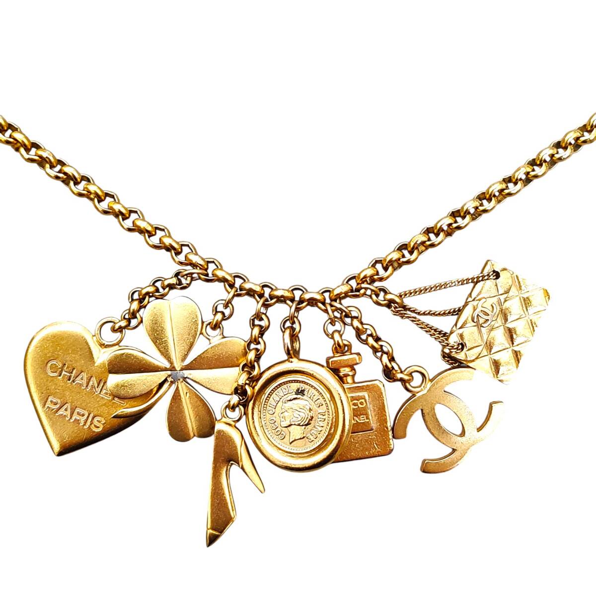 OLD CHANEL オールド シャネル ヴィンテージ ココマーク マルチ アイコン チャーム ロング ネックレス 95A F ゴールド レディース拍卖