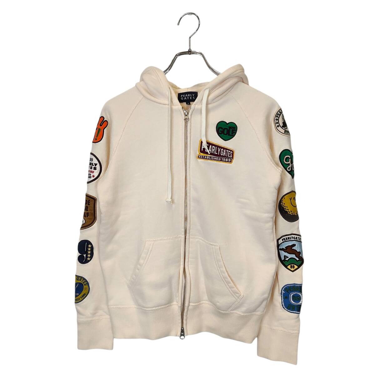 PEARLY GATES パーリーゲイツ ゴルフ マルチ ワッペン ジップアップ パーカー 055-262049 2 ライトベージュ/マルチ レディース拍卖