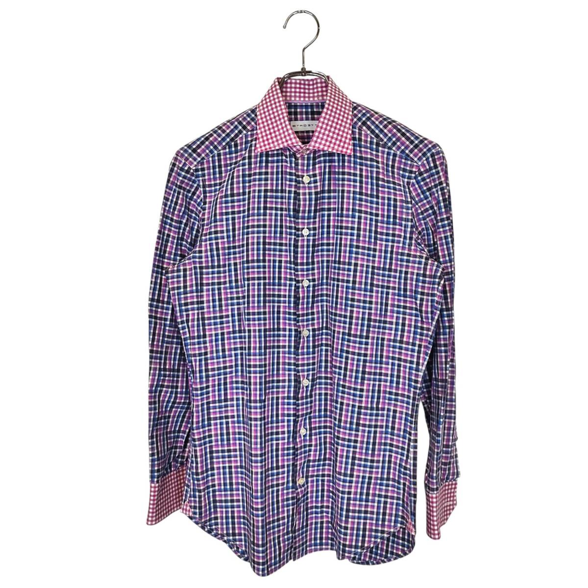 ETRO エトロ チェック 長袖 シャツ 152-11454-3207 37 マルチ メンズ拍卖