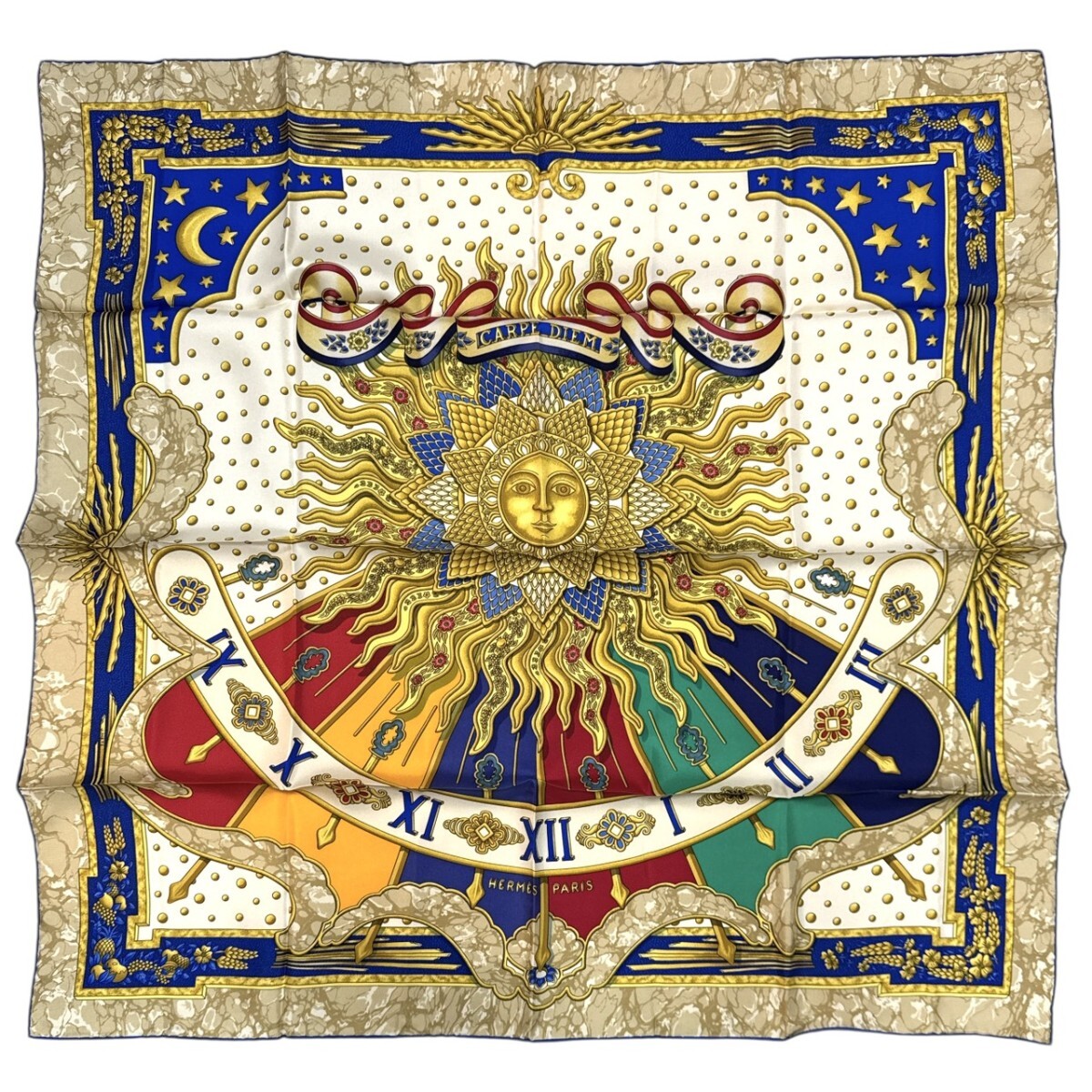 美品 エルメス スカーフ カレ90 CARPE DIEM フランス製 25J26拍卖