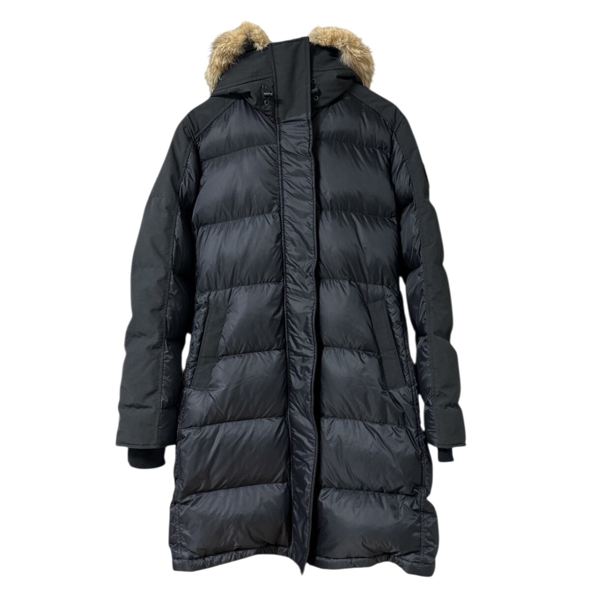 美品 カナダグース ROWLEY PARKA ダウンジャケット ダウンコート フード ファー付き XLサイズ ネイビー×ブラック 25J30拍卖