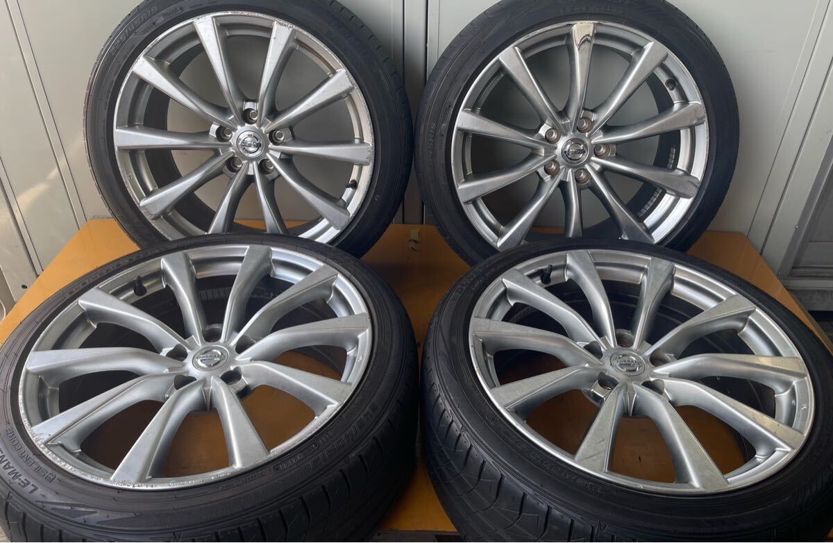 スカイラインクーペ 純正 V36 19×8.5J +43 19×9J +45 114.3/5 DUNLOP LEMANS V 2本イボ付き バリ山 お買い得 車検用などに拍卖