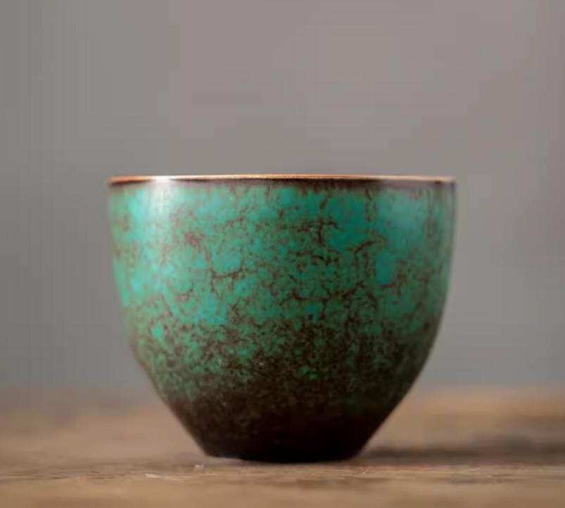 送料無料!窯変 緑松釉 茶碗 湯呑 茶道具 茶器 酒器 抹茶碗 緑松釉 茶カップ 手作り 高温窯変 茶道具 sux237拍卖