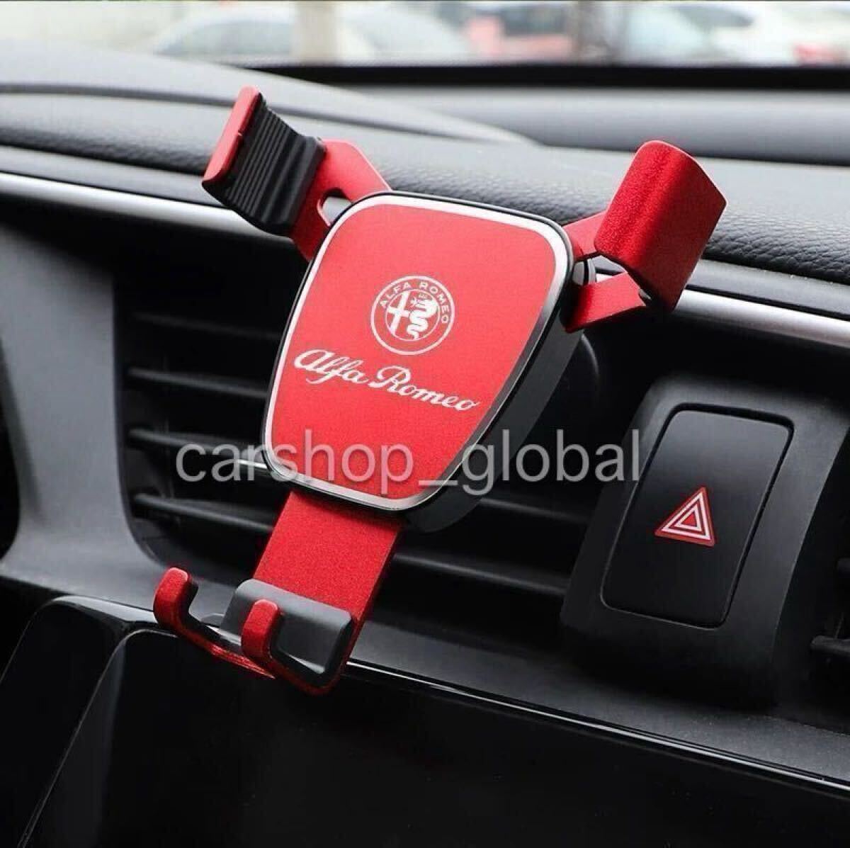 アルファロメオ柄 エアコン スマートフォンホルダー レッド ジュリア/ジュリエッタ/ミト/147/159/156/4C/GT/ステルヴィオ iPhone/Android拍卖