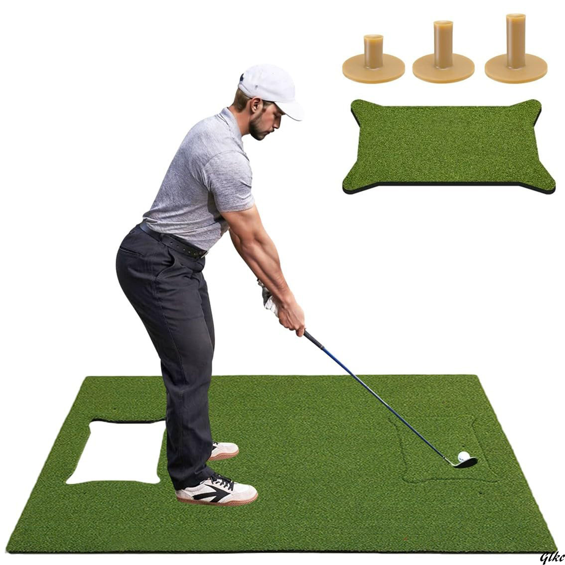 【極厚仕様で打球時の衝撃を吸収】 ゴルフ練習マット 室内ゴルフ練習 ゴムティー付き スイング練習 交換可能 コンパクト収納拍卖