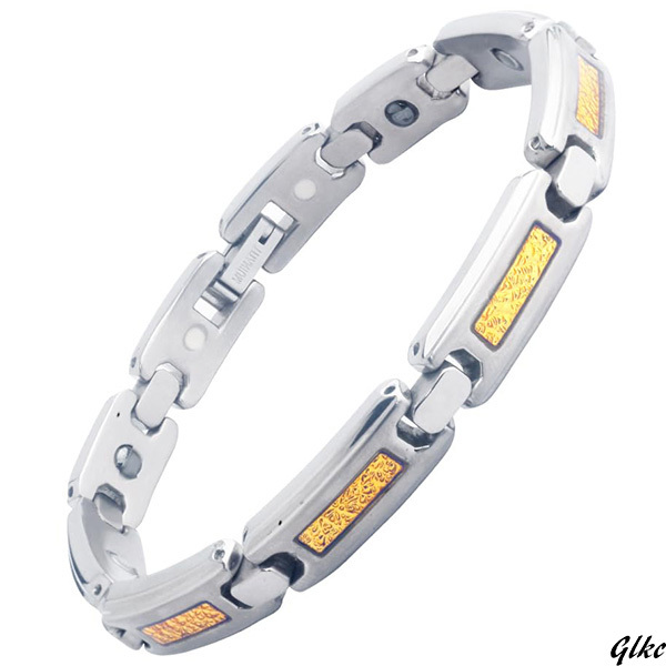 【高品質のゲルマニウムが体調改善や健康促進に効果的】マグネットブレスレット チタン製 男女兼用 防水設計 静電気防止 シルバー拍卖