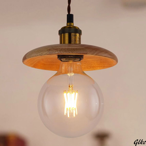 【木目調のシェードで暖かく落ち着いた雰囲気を演出】 木製ペンダントライト 直径17.8cm E26 LED対応 電球別売 北欧風拍卖