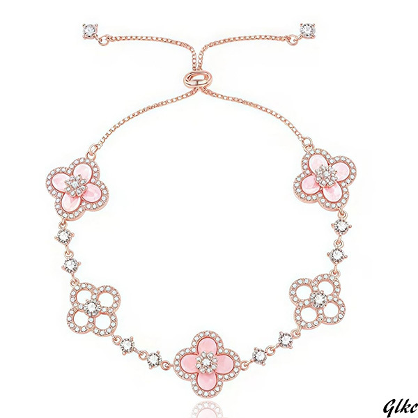 【普段使いからデート、特別なシーンまで幅広く活躍】 桜ブレスレット CZジルコニア ピンクオパール 幸運アクセサリー プレゼント拍卖