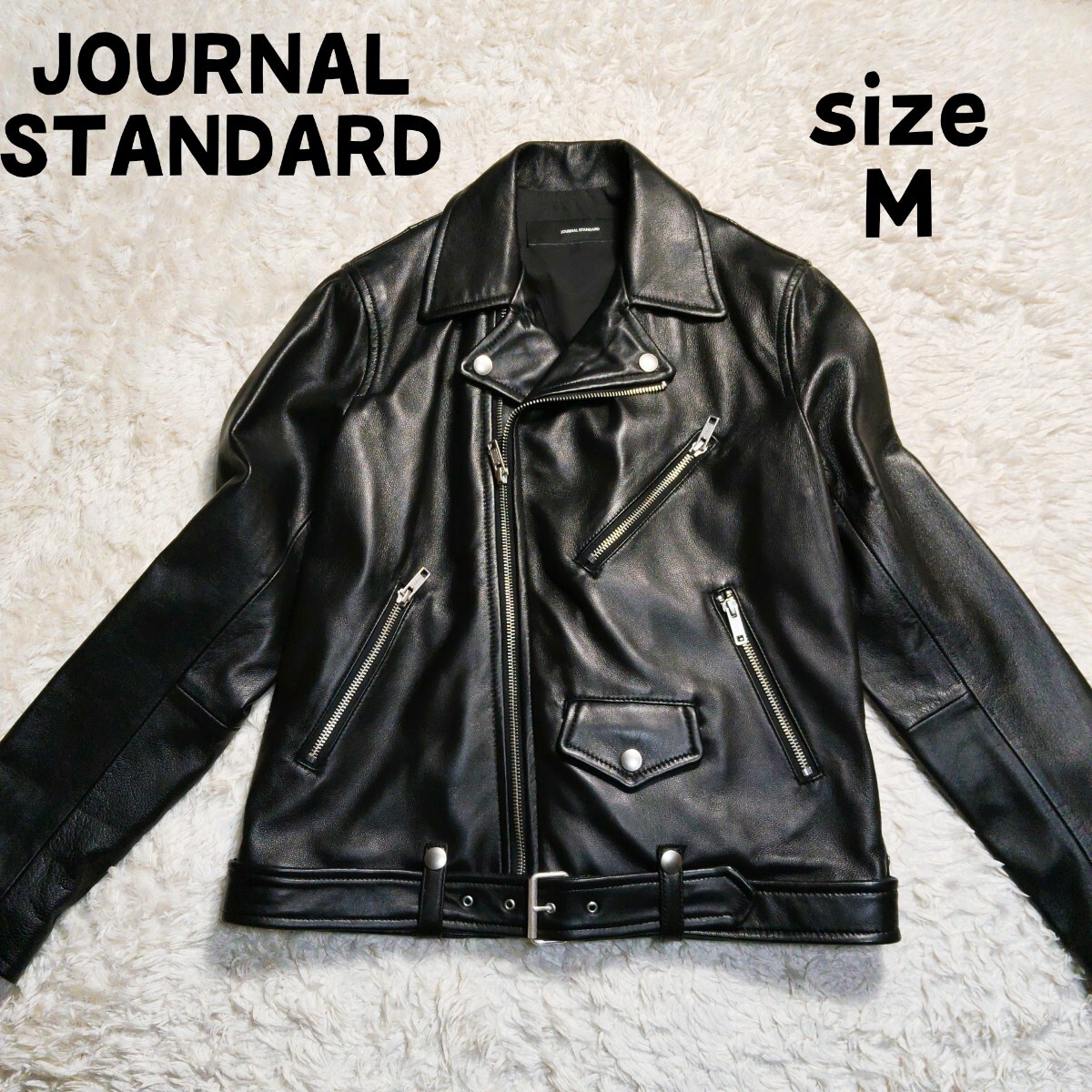 極美品ジャーナルスタンダード ラムスキンダブルライダースジャケット Y2K M 羊革 ラムレザー 本革 ブラック拍卖