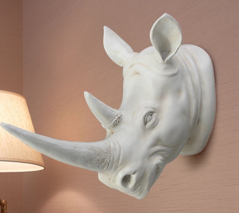 サイ ハンティングトロフィー風 オブジェ 北欧風アンティーク 壁掛け拍卖