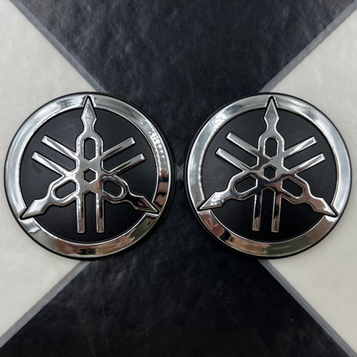 YAMAHヤマハ音叉マークエンブレムステッカーシルバー2枚SET/検XJ400 XJ400D XJR400 SR500 RZ250 RZ350 SR400 旧車 レア ヨシムラ拍卖