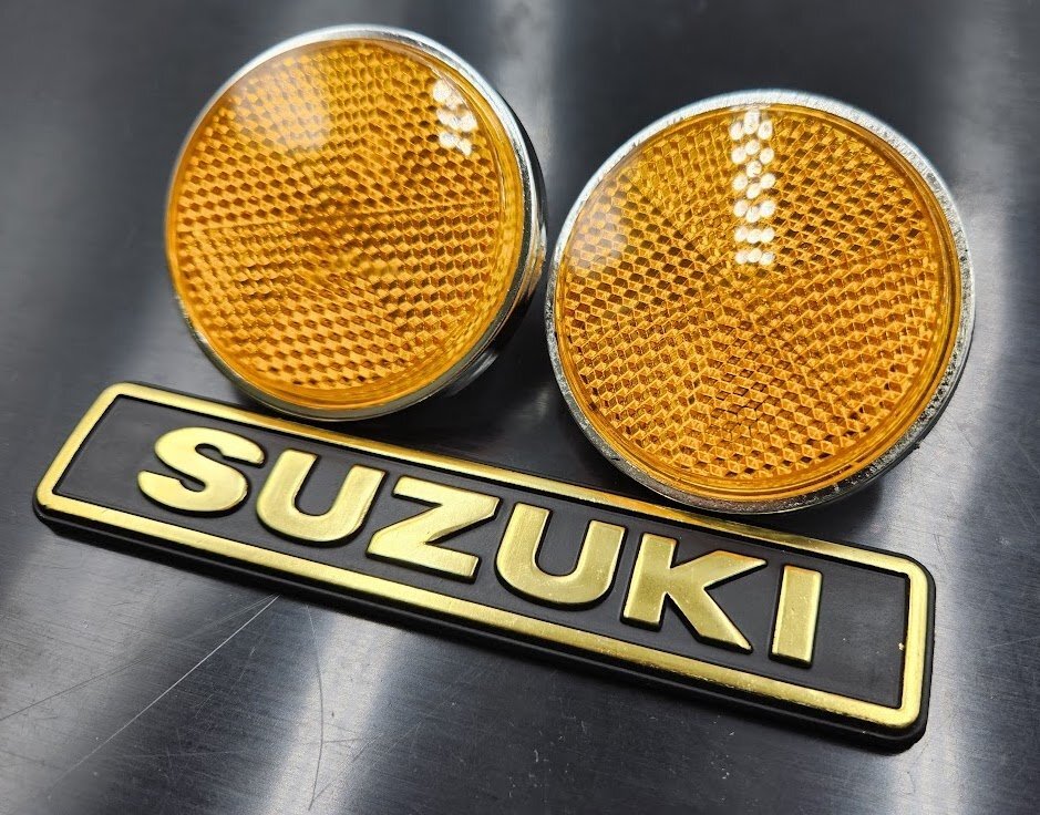 GS400 GS400E GS400L オレンジ反射板 2枚 ステムエンブレム SET 検/ ザリ ゴキ GT380 GT550 キジマ ビート 絶版旧車 ドレスアップ CBX400F拍卖
