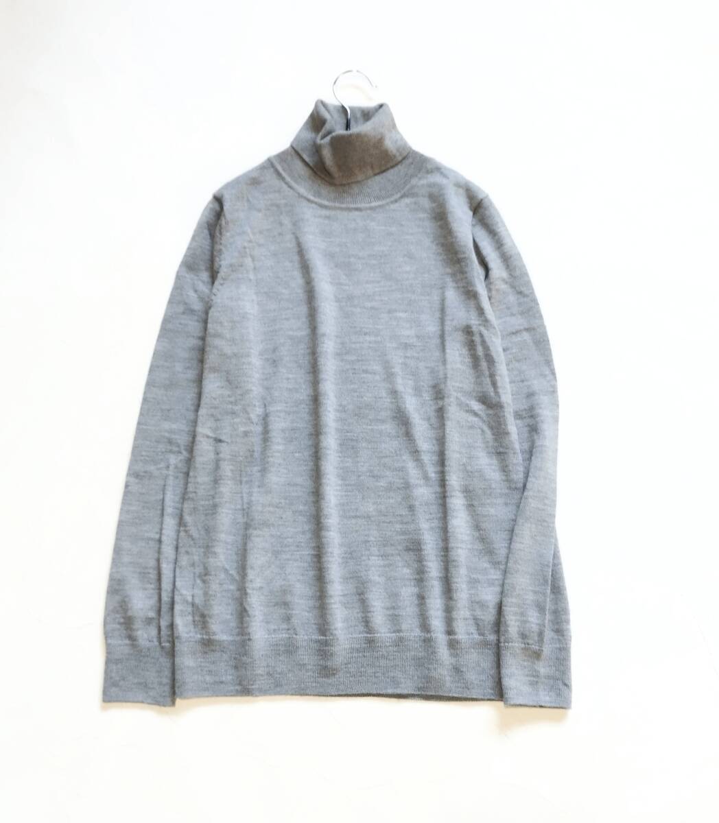 極美品♪ 無印良品 *ネックは綿混素材でチクチクしない♪洗える ウール100% タートルネックセーター ニット♪杢グレーM レディース I9拍卖