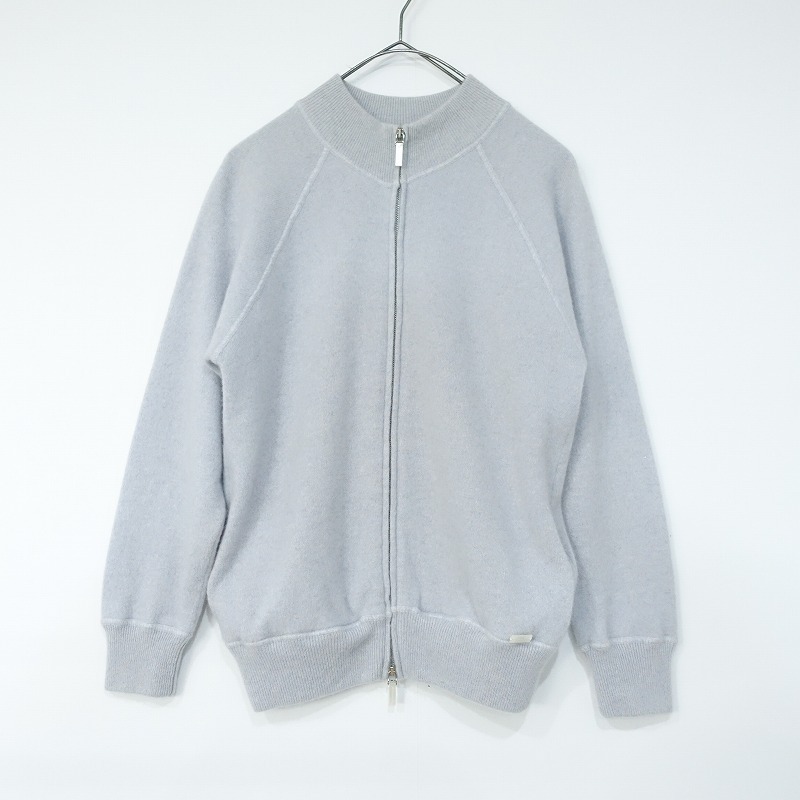 ルイジボレッリ LUIGI BORRELLI *立ち襟ダブルジップカシミヤニットブルゾン*42カーディガンアイスブルー(jk2-2412-381)【21A52】拍卖