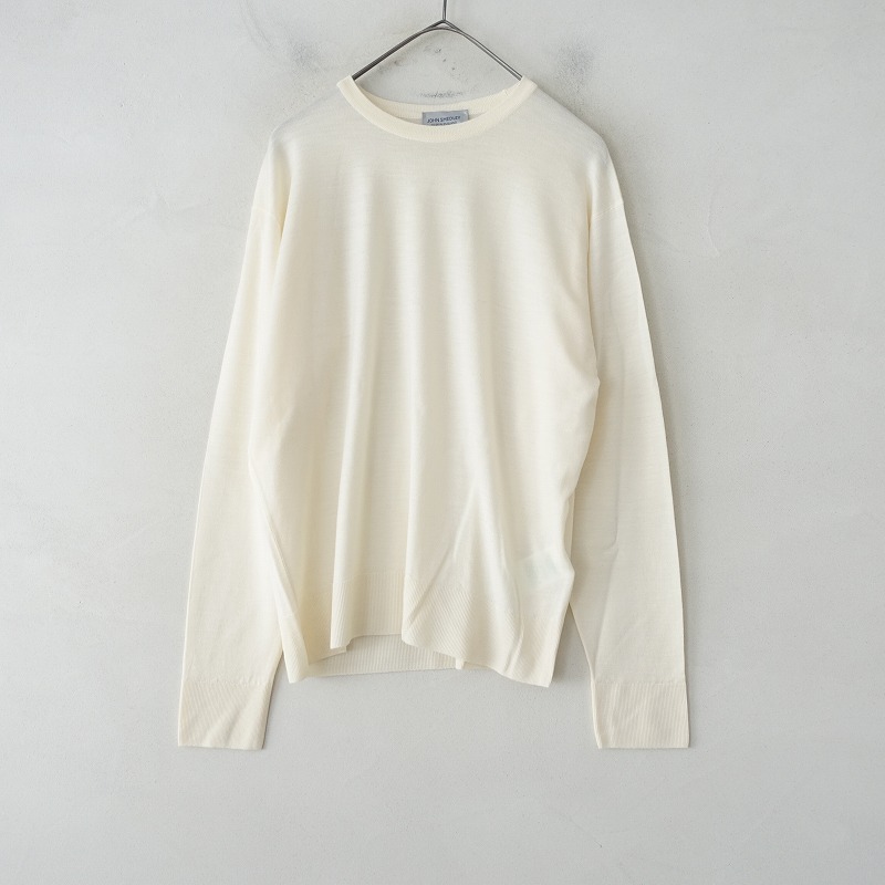 ジョンスメドレー JOHN SMEDLEY *ウールクルーネックニットプルオーバー*Mトップス毛アイボリーセーター(1-2509-606)【82J52】拍卖