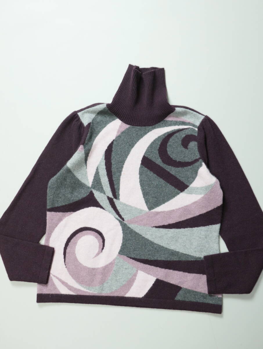 C72/ETOILE SELECTION/エトワール/カシミヤ100/タートルネックニットセーター/カシミヤセーター/カシミヤニットセーター/パープル/M-L相当拍卖