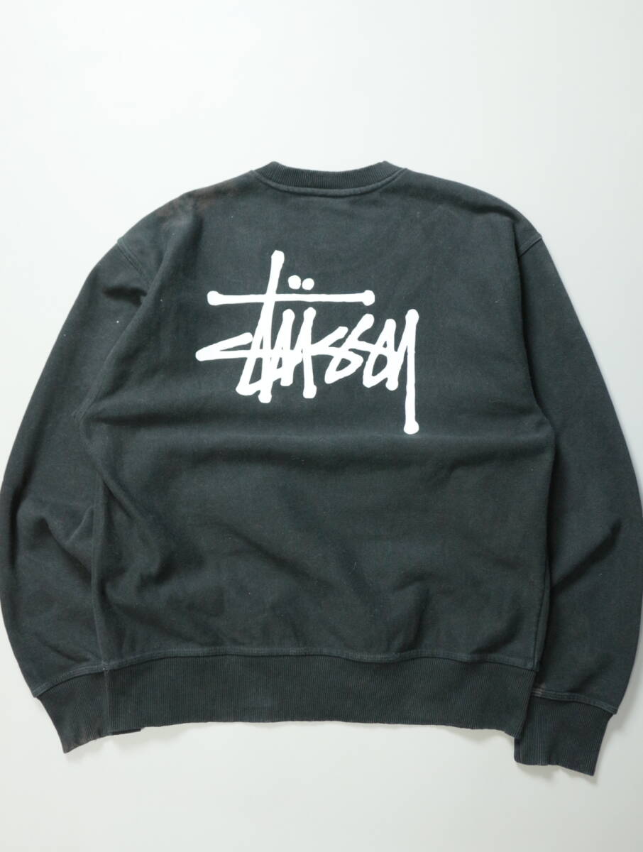 C82/Stussy/ステューシー/デカロゴ/バックプリント/スウェットシャツ/トレーナー/ブラック/フェード/Lサイズ/ワンポイント/拍卖