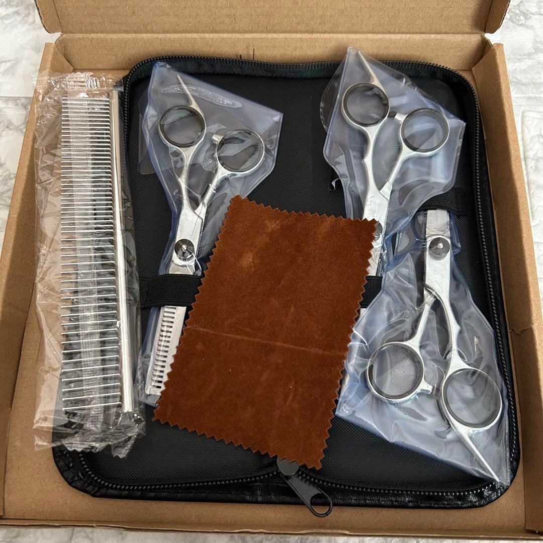 ペットトリミング用 はさみ コーム 6点セット ブラック お手入れ ペット用品 MM0599拍卖