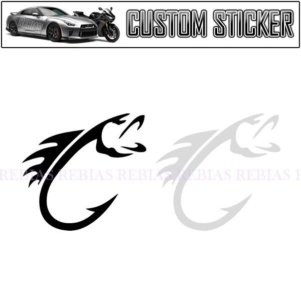 送料無料 フィッシュ フック ステッカー 【ブラック】 釣り針 船釣り 釣り 魚 海釣り 川釣り 夜釣り バイク拍卖