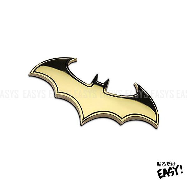 送料無料 エンブレム コウモリ 【ゴールド】 BATMAN バット 蝙蝠 車 バイク ドレスアップ シール カスタム ステッカー 立体 CUSTOM STICKER拍卖