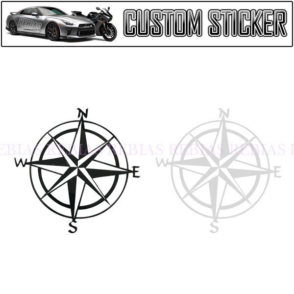 送料無料 ディレクション ステッカー 【ブラック】 コンパス 方位 方角 ワンポイント カスタム拍卖