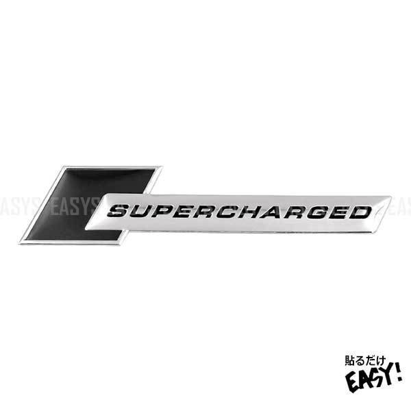 送料無料 SUPERCHARGED エンブレム 【シルバーブラック】 スーパーチャージャー カスタム ステッカー 外車 audi sticker イメチェン 外装拍卖
