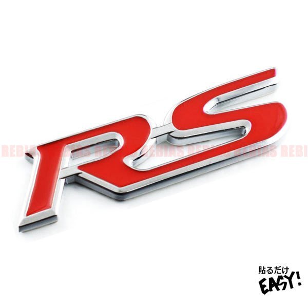 送料無料 RS エンブレム 【レッド】 ステッカー 車 汎用 3D 立体 車用 エンブレム スポーツ クール カスタム 外装 激シブ スポーツ リア拍卖