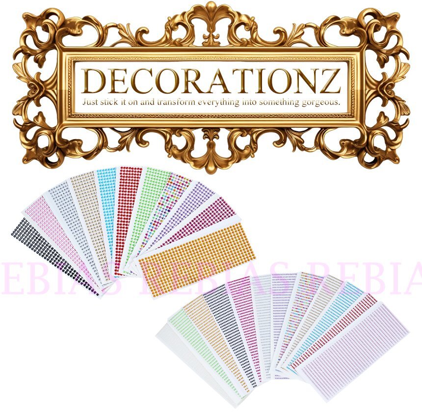 送料無料 【3mmブラック】 ラインストーン 2枚 セット シール デコレーション デコシール 装飾 スマホ 内装 宝石拍卖