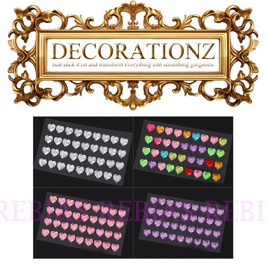 送料無料 【クリア】 ミックス ハート 100粒 セット シール ラインストーン デコレーション デコシール 装飾拍卖
