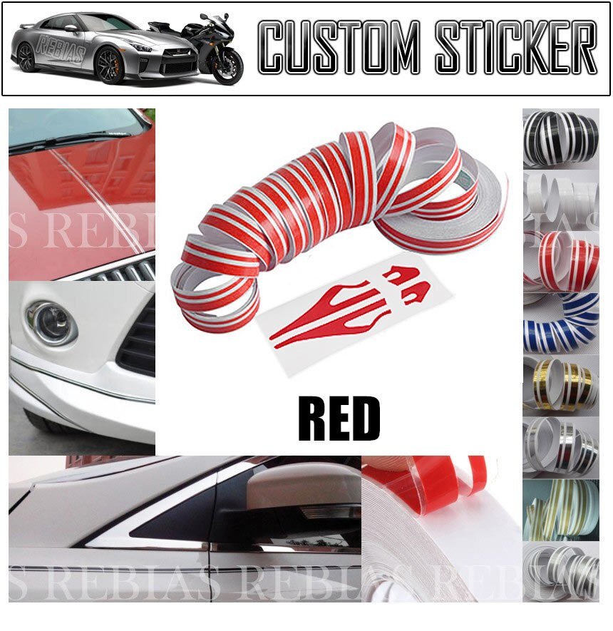 送料無料 ストライプライン デカール 【レッド】 カーステッカー シール バイク 車 パーツ 汎用 流用 ライン 線 テープ 内装 外装拍卖